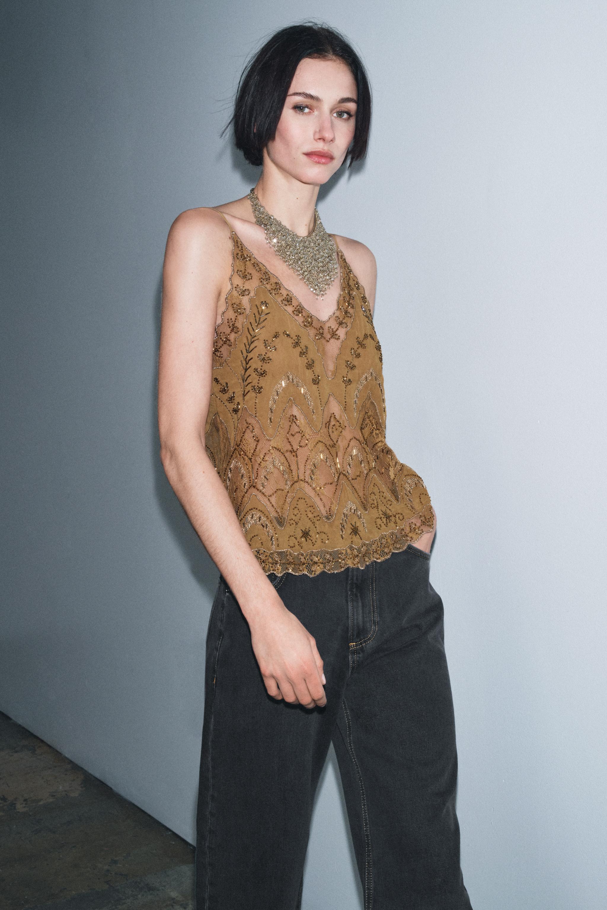 BEADED EMBROIDERED TOP ZW COLLECTION LIMITED EDITION